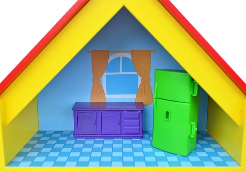 Casinha Da Peppa Pig Mobiliada Em Madeira Mdf C/ Móveis 41cm